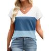 image:imageWIHOLL Short Sleeve Sweater for Women V Neck Trendy Summer Tops 2026 Beach Vacation Clothes Travel Business Casual OutfitsZ  White Blue Blue