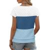 image:imageWIHOLL Short Sleeve Sweater for Women V Neck Trendy Summer Tops 2026 Beach Vacation Clothes Travel Business Casual OutfitsZ  White Blue Blue