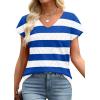 image:imageWIHOLL Short Sleeve Sweater for Women V Neck Trendy Summer Tops 2026 Beach Vacation Clothes Travel Business Casual OutfitsZ  White Blue Stripes