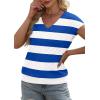 image:imageWIHOLL Short Sleeve Sweater for Women V Neck Trendy Summer Tops 2026 Beach Vacation Clothes Travel Business Casual OutfitsZ  White Blue Stripes