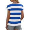 image:imageWIHOLL Short Sleeve Sweater for Women V Neck Trendy Summer Tops 2026 Beach Vacation Clothes Travel Business Casual OutfitsZ  White Blue Stripes