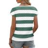 image:imageWIHOLL Short Sleeve Sweater for Women V Neck Trendy Summer Tops 2026 Beach Vacation Clothes Travel Business Casual OutfitsZ  White Green Stripes