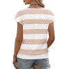 image:imageWIHOLL Short Sleeve Sweater for Women V Neck Trendy Summer Tops 2026 Beach Vacation Clothes Travel Business Casual OutfitsZ  White Pink Stripes
