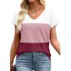 image:imageWIHOLL Short Sleeve Sweater for Women V Neck Trendy Summer Tops 2026 Beach Vacation Clothes Travel Business Casual OutfitsZ  White Pink Wine