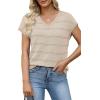 image:imageWIHOLL Short Sleeve Sweater for Women V Neck Trendy Summer Tops 2026 Spring Fashion Clothing Business Casual OutfitsApricot