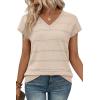 image:imageWIHOLL Short Sleeve Sweater for Women V Neck Trendy Summer Tops 2026 Spring Fashion Clothing Business Casual OutfitsApricot