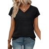 image:imageWIHOLL Short Sleeve Sweater for Women V Neck Trendy Summer Tops 2026 Spring Fashion Clothing Business Casual OutfitsBlack