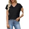 image:imageWIHOLL Short Sleeve Sweater for Women V Neck Trendy Summer Tops 2026 Spring Fashion Clothing Business Casual OutfitsBlack