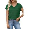 image:imageWIHOLL Short Sleeve Sweater for Women V Neck Trendy Summer Tops 2026 Spring Fashion Clothing Business Casual OutfitsGreen