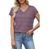 image:imageWIHOLL Short Sleeve Sweater for Women V Neck Trendy Summer Tops 2026 Spring Fashion Clothing Business Casual OutfitsGrey Purple