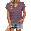 image:imageWIHOLL Short Sleeve Sweater for Women V Neck Trendy Summer Tops 2026 Spring Fashion Clothing Business Casual OutfitsGrey Purple