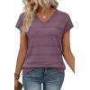 image:imageWIHOLL Short Sleeve Sweater for Women V Neck Trendy Summer Tops 2026 Spring Fashion Clothing Business Casual OutfitsGrey Purple
