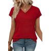 image:imageWIHOLL Short Sleeve Sweater for Women V Neck Trendy Summer Tops 2026 Spring Fashion Clothing Business Casual OutfitsRed