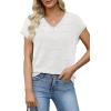 image:imageWIHOLL Short Sleeve Sweater for Women V Neck Trendy Summer Tops 2026 Spring Fashion Clothing Business Casual OutfitsWhite