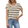 image:imageWIHOLL Short Sleeve Sweater for Women V Neck Trendy Summer Tops 2026 Spring Fashion Clothing Business Casual OutfitsZ  Black  Apricot