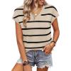 image:imageWIHOLL Short Sleeve Sweater for Women V Neck Trendy Summer Tops 2026 Spring Fashion Clothing Business Casual OutfitsZ  Black  Apricot
