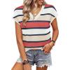 image:imageWIHOLL Short Sleeve Sweater for Women V Neck Trendy Summer Tops 2026 Spring Fashion Clothing Business Casual OutfitsZ  Multicolored Block