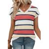 image:imageWIHOLL Short Sleeve Sweater for Women V Neck Trendy Summer Tops 2026 Spring Fashion Clothing Business Casual OutfitsZ  Multicolored Block