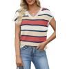 image:imageWIHOLL Short Sleeve Sweater for Women V Neck Trendy Summer Tops 2026 Spring Fashion Clothing Business Casual OutfitsZ  Multicolored Block