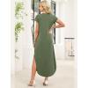 image:imageWIHOLL Summer Dresses Cap Sleeve Crewneck Maxi Long Casual Dress with Pockets Beach Vacation Sundresses 2026 TrendyArmy Green