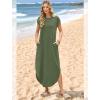 image:imageWIHOLL Summer Dresses Cap Sleeve Crewneck Maxi Long Casual Dress with Pockets Beach Vacation Sundresses 2026 TrendyArmy Green
