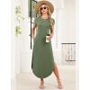 image:imageWIHOLL Summer Dresses Cap Sleeve Crewneck Maxi Long Casual Dress with Pockets Beach Vacation Sundresses 2026 TrendyArmy Green