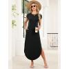 image:imageWIHOLL Summer Dresses Cap Sleeve Crewneck Maxi Long Casual Dress with Pockets Beach Vacation Sundresses 2026 TrendyBlack