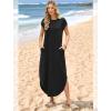 image:imageWIHOLL Summer Dresses Cap Sleeve Crewneck Maxi Long Casual Dress with Pockets Beach Vacation Sundresses 2026 TrendyBlack