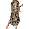 image:imageWIHOLL Summer Dresses Cap Sleeve Crewneck Maxi Long Casual Dress with Pockets Beach Vacation Sundresses 2026 TrendyFloral Black Flowers
