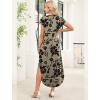 image:imageWIHOLL Summer Dresses Cap Sleeve Crewneck Maxi Long Casual Dress with Pockets Beach Vacation Sundresses 2026 TrendyFloral Black Flowers