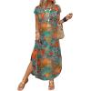 image:imageWIHOLL Summer Dresses Cap Sleeve Crewneck Maxi Long Casual Dress with Pockets Beach Vacation Sundresses 2026 TrendyFloral Blue Orange
