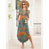 image:imageWIHOLL Summer Dresses Cap Sleeve Crewneck Maxi Long Casual Dress with Pockets Beach Vacation Sundresses 2026 TrendyFloral Blue Orange
