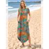 image:imageWIHOLL Summer Dresses Cap Sleeve Crewneck Maxi Long Casual Dress with Pockets Beach Vacation Sundresses 2026 TrendyFloral Blue Orange