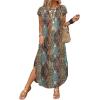image:imageWIHOLL Summer Dresses Cap Sleeve Crewneck Maxi Long Casual Dress with Pockets Beach Vacation Sundresses 2026 TrendyFloral Boho Dark Blue