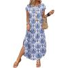 image:imageWIHOLL Summer Dresses Cap Sleeve Crewneck Maxi Long Casual Dress with Pockets Beach Vacation Sundresses 2026 TrendyFloral Boho Khaki Blue