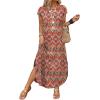 image:imageWIHOLL Summer Dresses Cap Sleeve Crewneck Maxi Long Casual Dress with Pockets Beach Vacation Sundresses 2026 TrendyFloral Boho Yellow