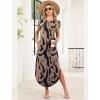 image:imageWIHOLL Summer Dresses Cap Sleeve Crewneck Maxi Long Casual Dress with Pockets Beach Vacation Sundresses 2026 TrendyFloral Brown