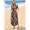 image:imageWIHOLL Summer Dresses Cap Sleeve Crewneck Maxi Long Casual Dress with Pockets Beach Vacation Sundresses 2026 TrendyFloral Brown
