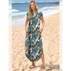 image:imageWIHOLL Summer Dresses Cap Sleeve Crewneck Maxi Long Casual Dress with Pockets Beach Vacation Sundresses 2026 TrendyFloral Palm Leaf