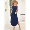 image:imageWIHOLL Summer Dresses Cap Sleeve Crewneck Maxi Long Casual Dress with Pockets Beach Vacation Sundresses 2026 TrendyNavy Blue