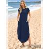 image:imageWIHOLL Summer Dresses Cap Sleeve Crewneck Maxi Long Casual Dress with Pockets Beach Vacation Sundresses 2026 TrendyNavy Blue