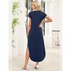 image:imageWIHOLL Summer Dresses Cap Sleeve Crewneck Maxi Long Casual Dress with Pockets Beach Vacation Sundresses 2026 TrendyNavy Blue