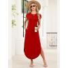 image:imageWIHOLL Summer Dresses Cap Sleeve Crewneck Maxi Long Casual Dress with Pockets Beach Vacation Sundresses 2026 TrendyRed