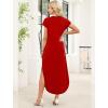 image:imageWIHOLL Summer Dresses Cap Sleeve Crewneck Maxi Long Casual Dress with Pockets Beach Vacation Sundresses 2026 TrendyRed