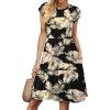 image:imageWIHOLL Summer Dresses for Women 2026 Cap Sleeve Casual Sundresses Floral Tiered Swing Fashion Beach Vacation Dress02  Beige Leaf