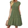 image:imageWIHOLL Summer Dresses for Women 2026 Cap Sleeve Casual Sundresses Floral Tiered Swing Fashion Beach Vacation Dress03  Army Green