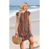 image:imageWIHOLL Summer Dresses for Women 2026 Cap Sleeve Casual Sundresses Floral Tiered Swing Fashion Beach Vacation Dress04  Brown Red Boho Stripe
