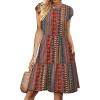 image:imageWIHOLL Summer Dresses for Women 2026 Cap Sleeve Casual Sundresses Floral Tiered Swing Fashion Beach Vacation Dress04  Brown Red Boho Stripe