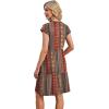 image:imageWIHOLL Summer Dresses for Women 2026 Cap Sleeve Casual Sundresses Floral Tiered Swing Fashion Beach Vacation Dress04  Brown Red Boho Stripe