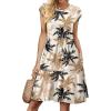 image:imageWIHOLL Summer Dresses for Women 2026 Cap Sleeve Casual Sundresses Floral Tiered Swing Fashion Beach Vacation Dress04  Khaki Palm Print